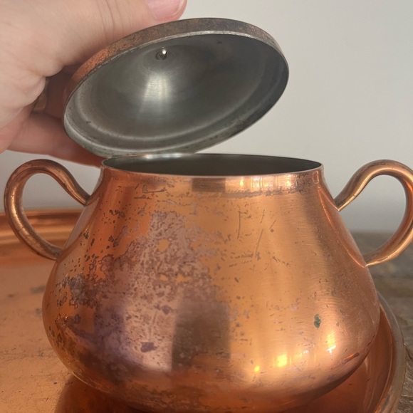 Copper Cream and Sugar Set with Tray - Picture 7 of 9